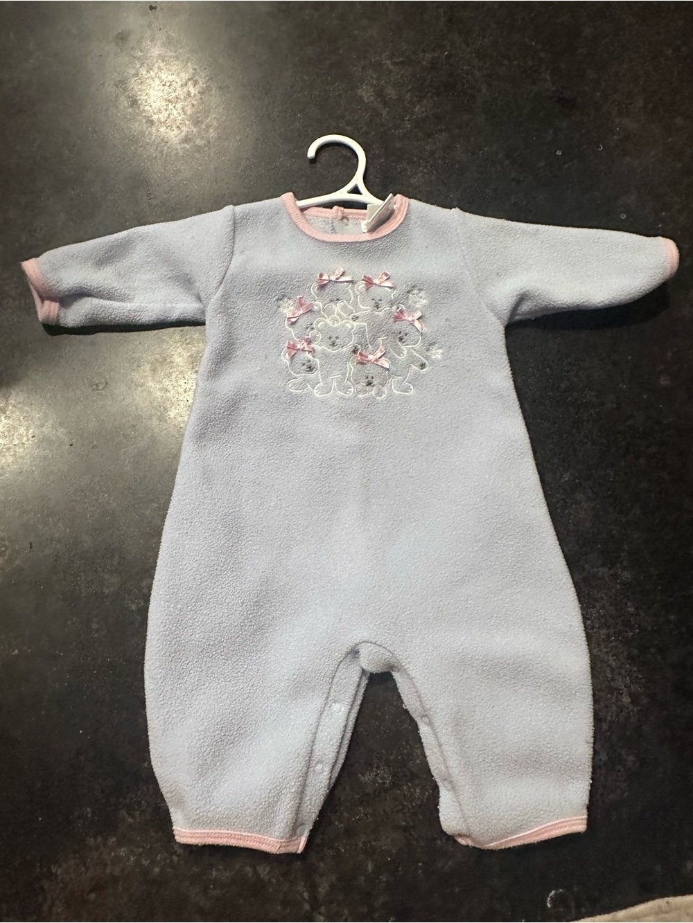 Vintage 90s Bright Future Baby Fleece Romper 3-6M Pink Teddy Bear One Piece
